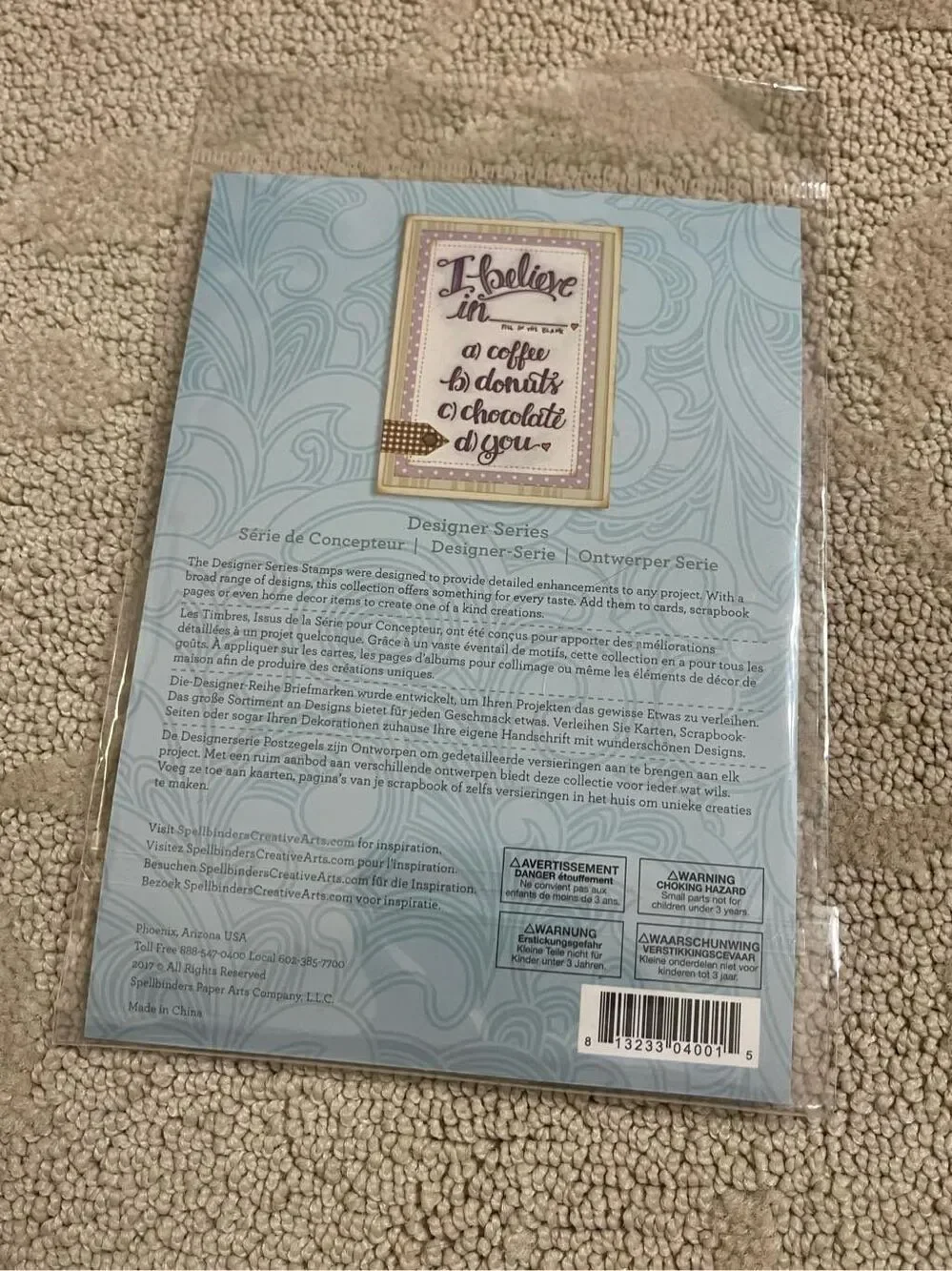 Spellbinders Designer Series SBS-132 Cling Stamp “I Believe In”